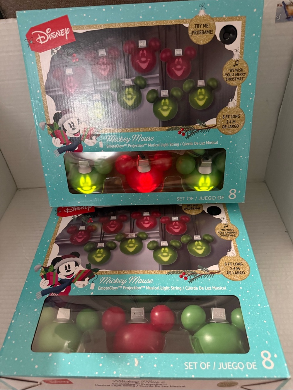 Walt Disney Mickey Mouse Gemmy EmoteGlow Singing Musical String Light Set Lot 2